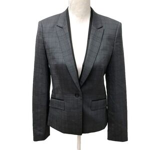 Hugo Boss Juleila Blazer Jacket Womens 4 Gray Business Plaid Career Office